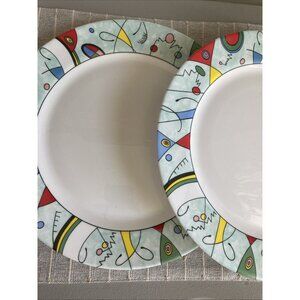 Arcopal France Vegas Round Plate Platter Luminarc Vintage Memphis Modernist Art